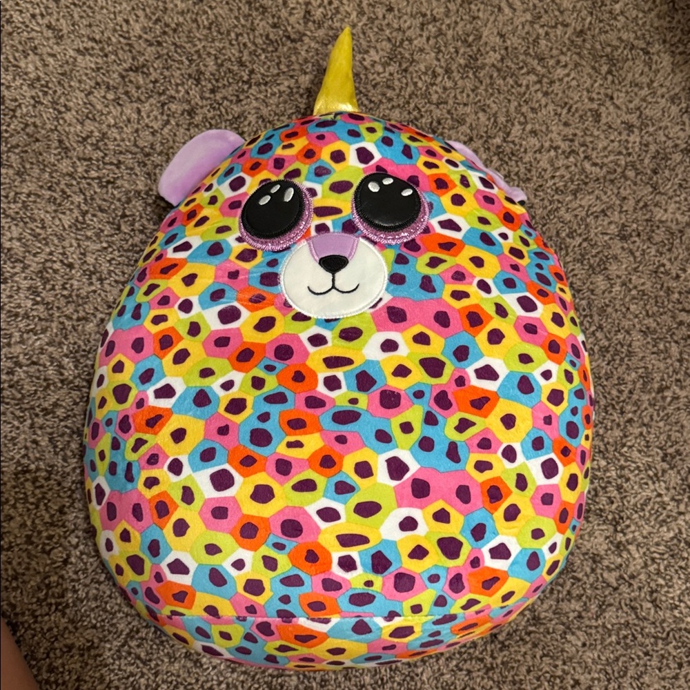 Ty Squish-a-Boos Giselle Plush Unicorn NWT Rainbow Leopard Stuffed Animal Toy